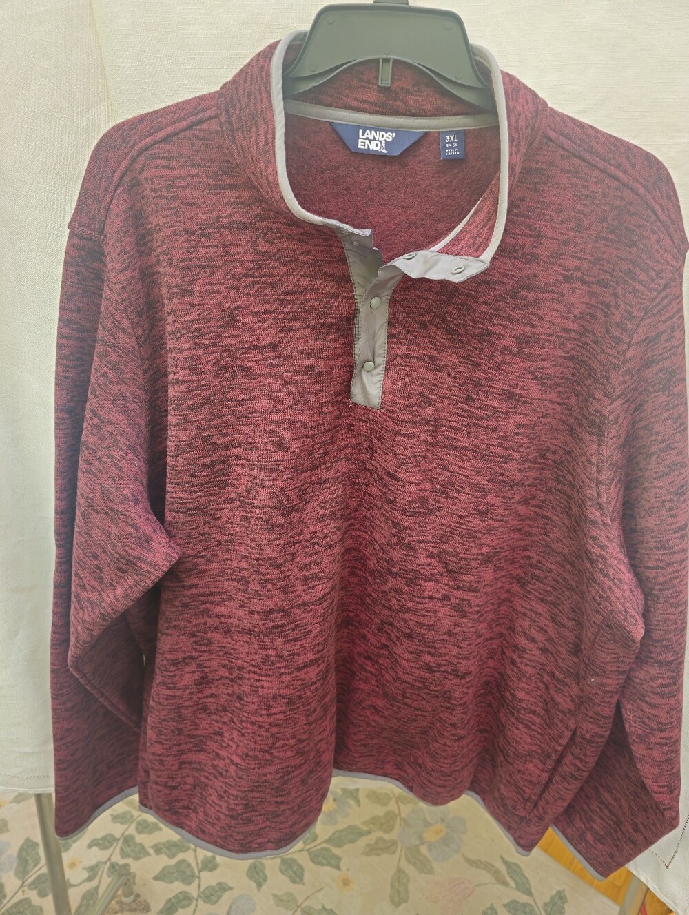 Lands' End Fleece Snap Neck Pullover Sweater Men's Size 3XL NWOT